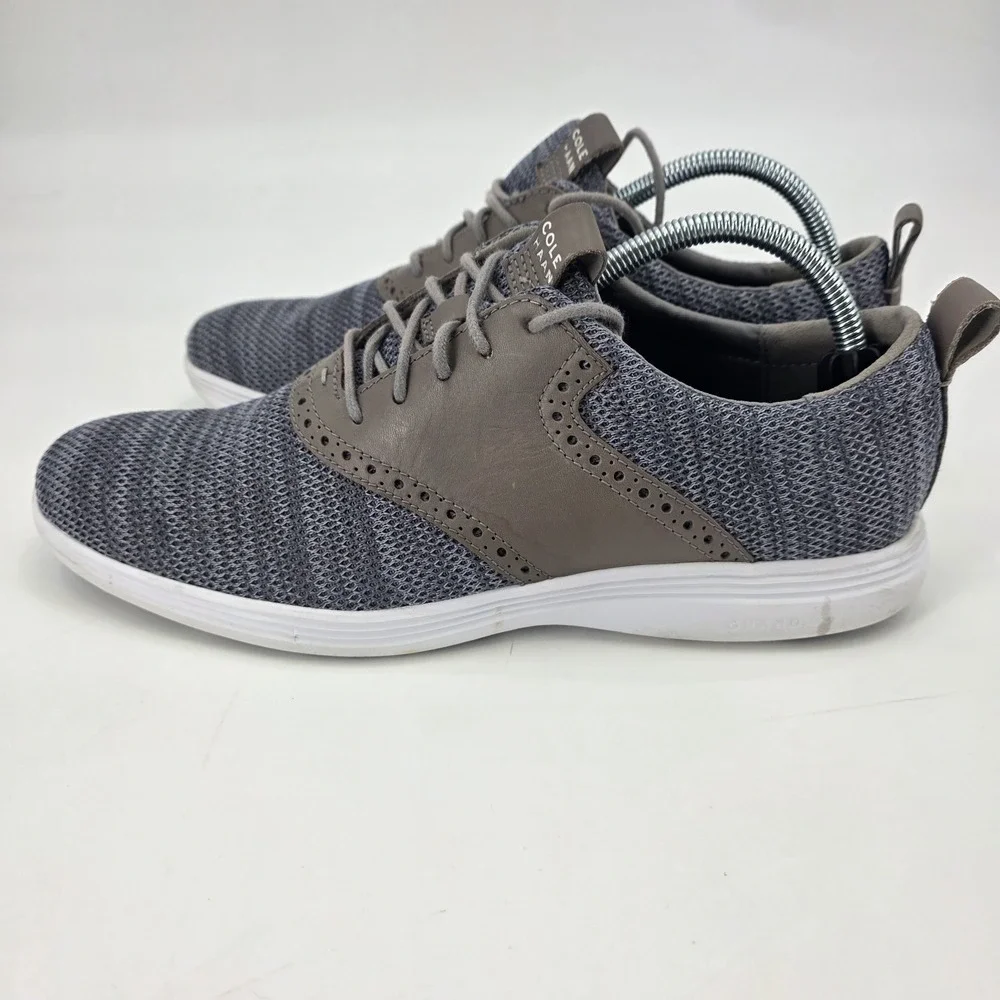COLE HAAN GRAND TOUR KNIT OXFORDS MENS SIZE 9.5 M GRAY BROWN CASUAL SHOES C31346